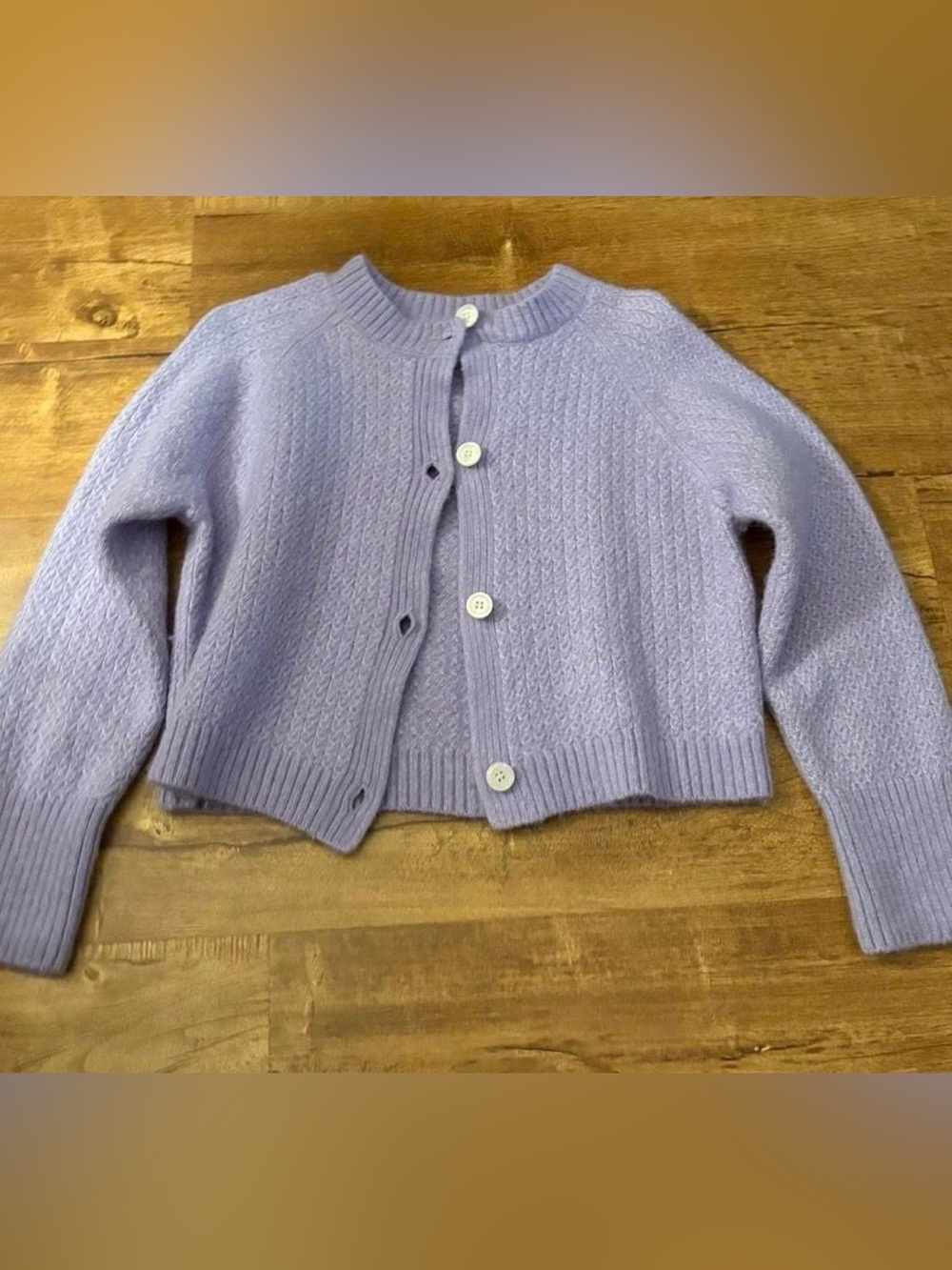 & Other Stories Lilac Purple Wool Button-Front Cardigan